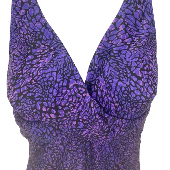 Speedo Womens One Piece Purple Criss Cross Back Swimsuit Size 12 - Picture 3 of 9